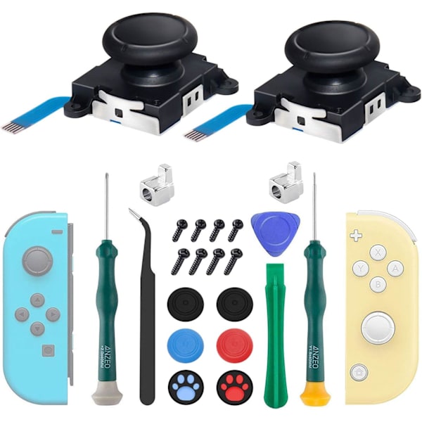 2ack Joycon Joystick-ersättning Analoga tumstockar för Nintendo Switch, Joystick-ersättningsdelar Reparationssats för Joycon & Switch Lite, Inkludera mig