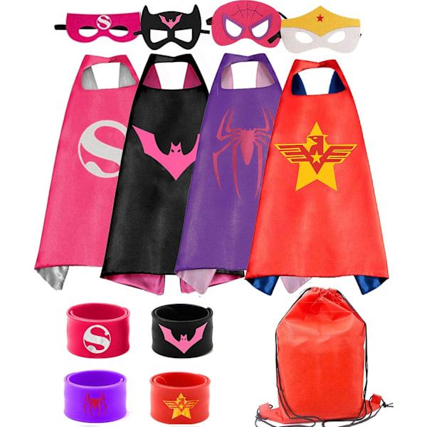 RRand Barn Dress Up Superhjälte Capes Set och Slap Armband Kostymer Födelsedagsfest Julgåvor