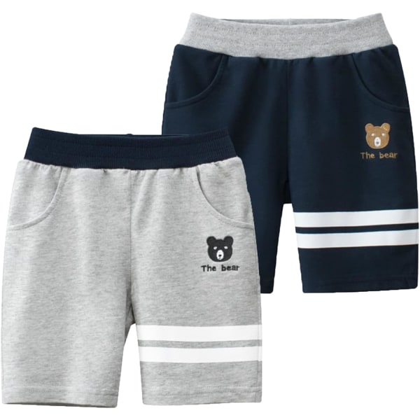 Xiang Boys Girls Summer 2-pack stickade sportshorts, toddler Baby Casual Pull-On Mjuka Shorts Söt Bear 2T