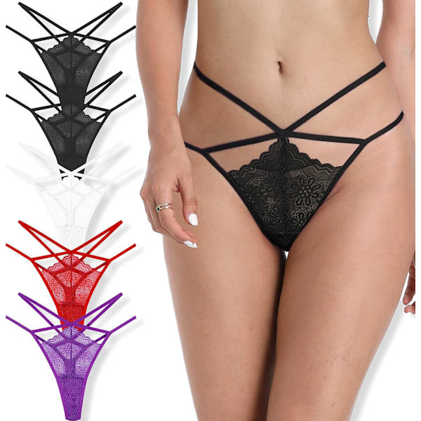 y Stretch Blend Micro T Back Low Rise Cheeky Exotic Thongs Variety invisible Patterns Women Underwear Regular & Plus Siz 5 Pcs Thong Typ X-Large