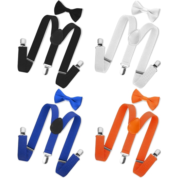 INIOR 4 Set Boys Suspenders and Bow Tie Set Baby Toddler Kids Adjustable Suspenders Sets for Wedding