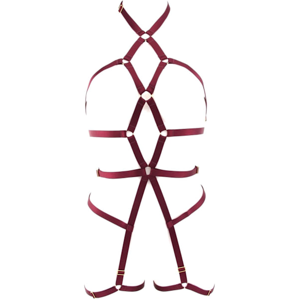 atia Full Body Harness för kvinnor Elastisk Body Cage Lingerie Berry