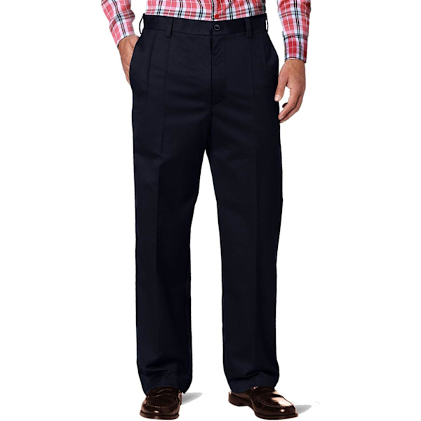 ch herr Classic Straight-fit skrynkelfria plisserade kostymbyxor M4 8073 blå 33W x 32L