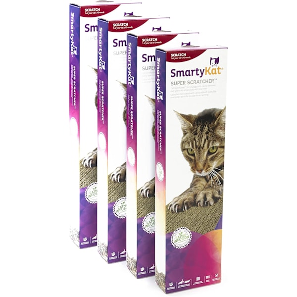 rtyKat (4-pack) Super Scratcher Corrugated Cat Scratcher, Catnip Infusion Technology - Brun, Single Wide (Gammal förpackning), 4 Super Scratcher 4-pack