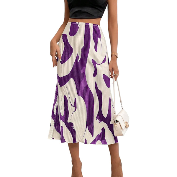 dusa Dam High Waist Graphic Print A Line Plisserad Lång Kjol Lila X-Small