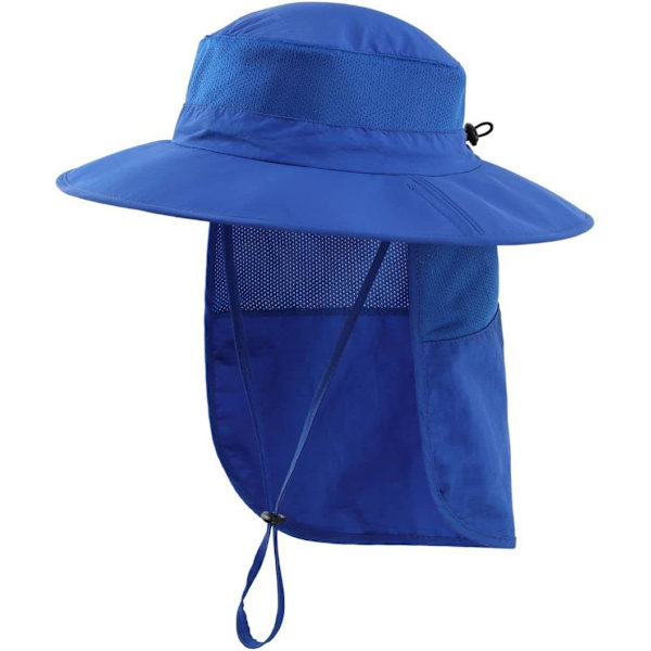 racy Toddler Kids UPF50+ Solhatt med nackskydd Bred brätte Solskydd Hatt för pojkar flickor Royal Blue