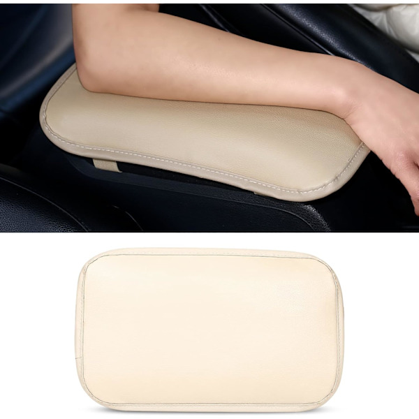 IOU Bilsätets mittkonsolskydd i läder, Vattentätt bilarmstödskydd passar de flesta bilar/SUV/lastbilar, Auto Arm Rest Protec off white