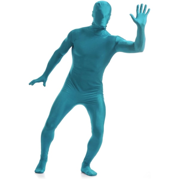 ler Spandex för män och kvinnor för hela kroppen Zentai Costume Bodysuit Lake Blue Medium