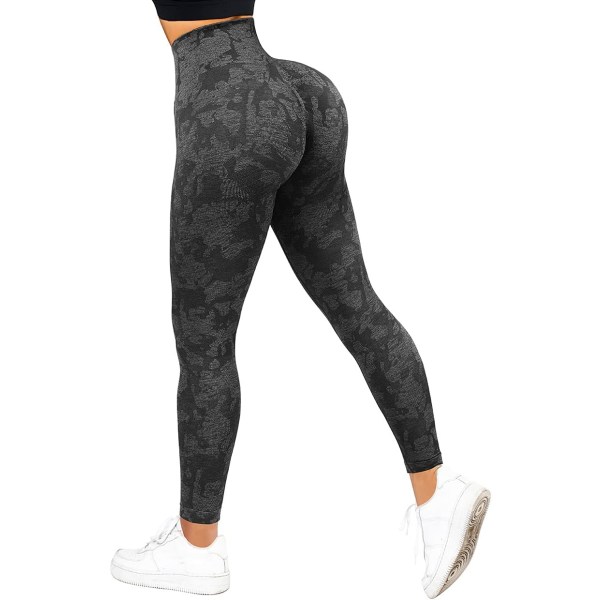 Kvinnors Scrunch Stretch Butt Lifting Leggings Sömlösa Högmidjade Squat Proof Workout Yoga Byxor #1 Upgrade Camouflage Black Small