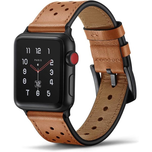 Tikar Läderband kompatibelt med Apple Watch Band 42 mm 44 mm 45 mm Ersättningsband i äkta läder Kompatibel med Apple Watch Series 7 6 5 4 3 2 1