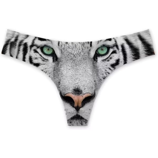 haitong Roliga underkläder kvinnor sexiga andningsbara högskurna trosor låg midja Cheeky Hipster S-3XL Vit Tiger X-Large