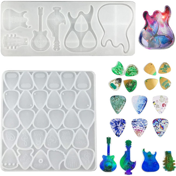 CYTOOL Resin Form för Gitarrplocka, Silikon Gitarr Triangel Plectrum, Gitarr Form Epoxi Formar för Harts Gjutning, Harts Nyckelring Formar för Musikaliska A