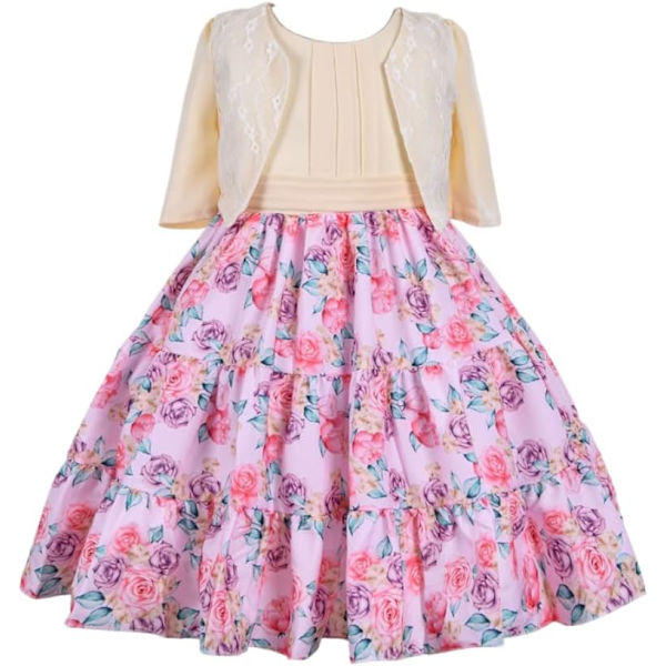 Cosplay Elegant Flower Glown Dress för flickor Young Adult Fashion Bow Flower Kids Party Festival Åldrar 5-9 år gammal Rosa - 6 9 år