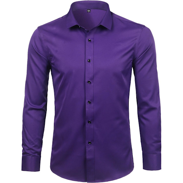 OYAA Herr Slim Fit Långärmad Smoking Klänning Skjortor/Prom Performing Skjortor Zgcl01-lila XX-Large