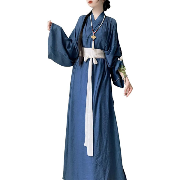 nese Qing-dynastin prinsessklänning De åtta bannrarna Manchu lång kunglig kappa klänning scenkläder 21# Blå medium