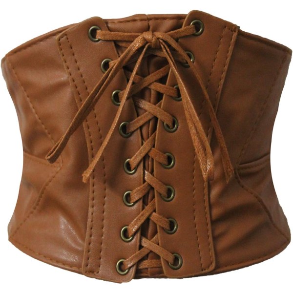 vila.Y Fashion Korsett Dam Faux Läder Underbust Midja Bälte Korsett Ljusbrun X-Large