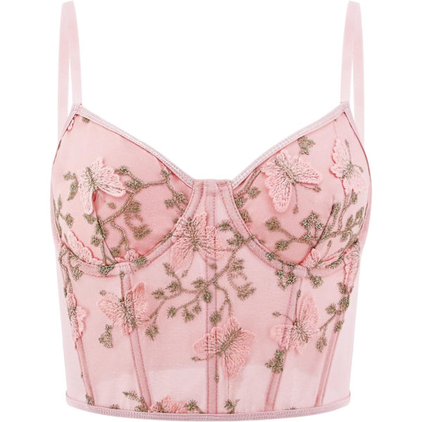 tudineus Kvinnor Justerbar Metallic Sexig PU Läder Bralette BH Väst för Festivaler, Raves, Clubwear Rosa Fjäril Stor