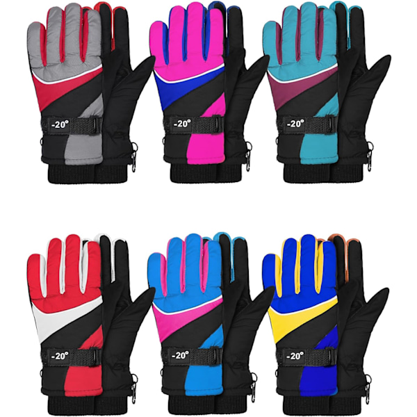 airs Barn Vinterhandskar Vattentäta Skidhandskar Snö Varma Hel Finger Snowboard Unisex Handskar för Kallt Väder Pojkar Flickor Ljusa Färger 7-12 År