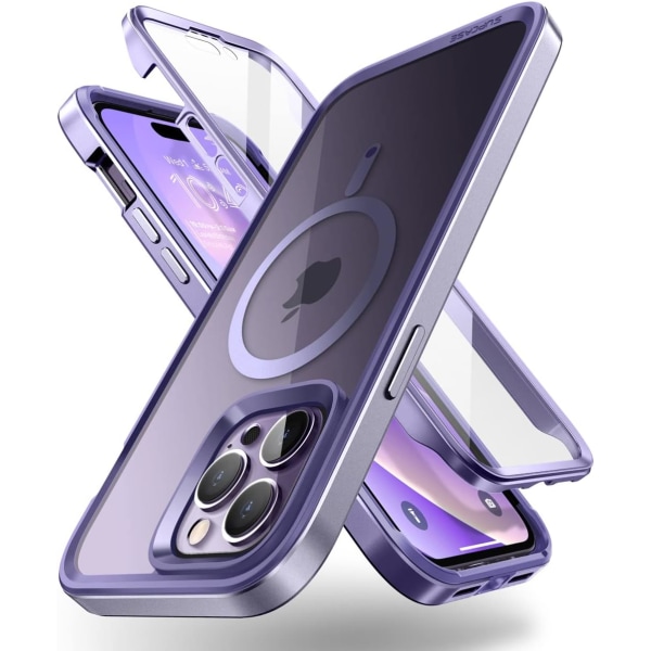 CASE Unicorn Beetle Edge Mag Case för iPhone 14 Pro Max 6.7\", Kompatibel med MagSafe Slim Frame Clear Protective Case w Mauve
