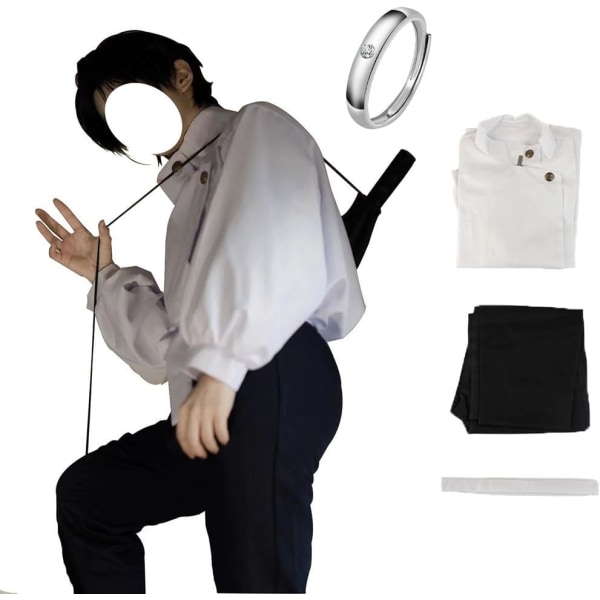 BAS Okkotsu Yuta Kostym Cosplay Yuta Uniform Suit Ring Outfit Full Set Kostym+ring 1XL