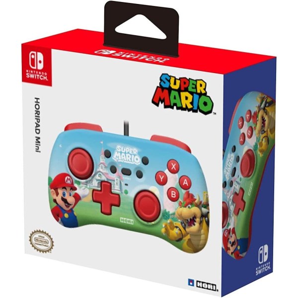 RI HORIPAD Mini (Mario & Bowser) Wired Controller Pad - officiellt licensierad av Nintendo
