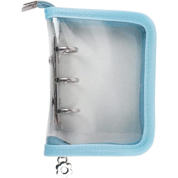 i Storlek 3 Cover Klar Mjuk PVC Cash Budgetpärmar Notebook Shell Protector med blå dragkedja för 3 Ho Blue Color Mini