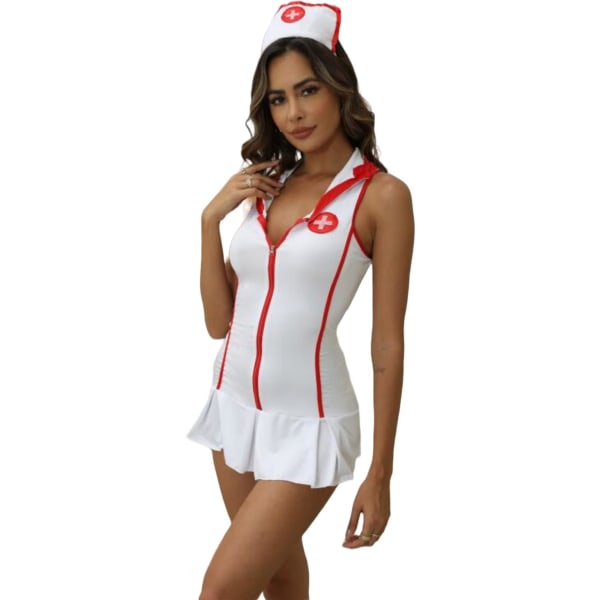 CIMIA Dam Sexy Kostym Outfit Babydoll Lingerie Cosplay Sjuksköterska Set Skolflicka Uniform Fransk Piga Sovrum Kläder Sjuksköterska-vit Medium