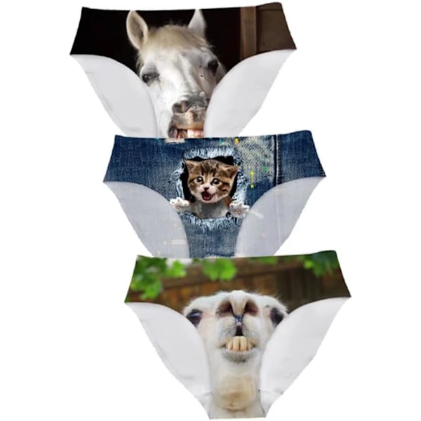 lukee Sexiga damunderkläder trosor andningsbara hipster trosor vita alpacka tryck 3 st djur 6 medium