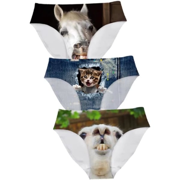 lukee Sexiga Kvinnor Underkläder Trosor Andas Hipster Trosa Vit Alpaca Print 3 Styck Djur 6 Små