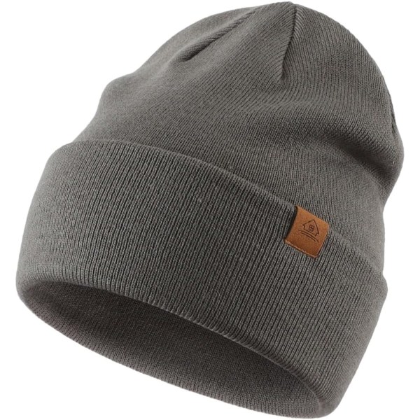 racy Knit Beanie Hat för Herr Dam Vinter Mössor Unisex manschettmössor Stickad Döskalle Cap Grå One Size