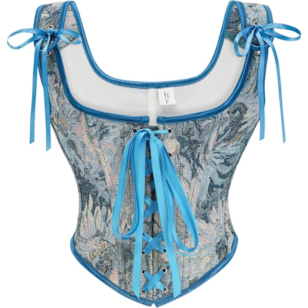 ingerie® Dam Faux Läder Bustier Korsett Korsett Blå & Vit Fl Medium