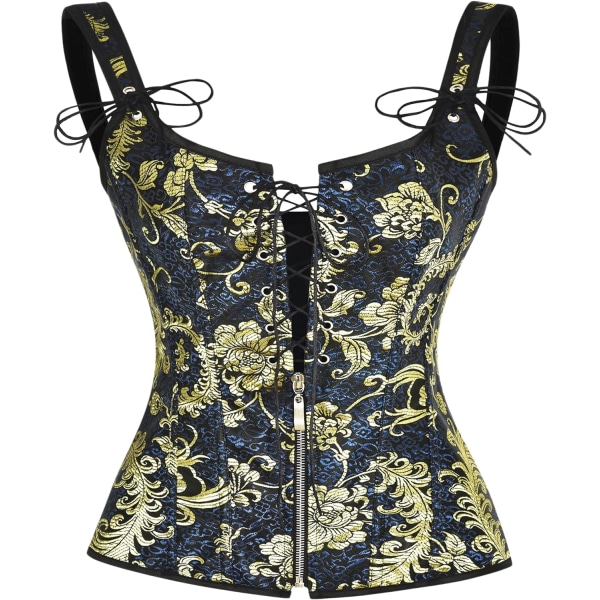 vila.Y Fashion Korsett Dam PVC Renässans Snörning Bonad Bustier Strumpeband Blå Medium