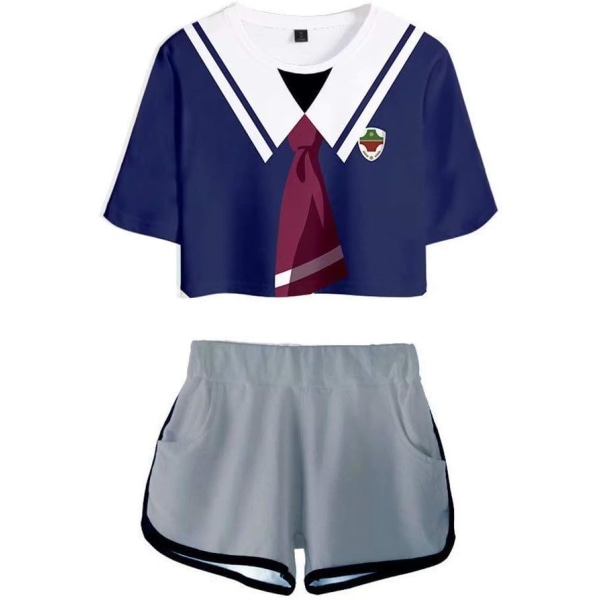 För Cosplay SK8 The Infinity Miya 2-delade Outfits Reki Kyan For Cosplay Costume T-Shirt Shorts Blå Liten