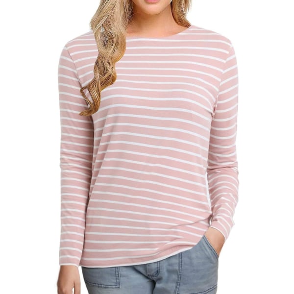 oco 80-tals off Shoulder-tröjor för damer Kortärmad Casual Loose Fit Blus T-shirt Pink Stripe Small