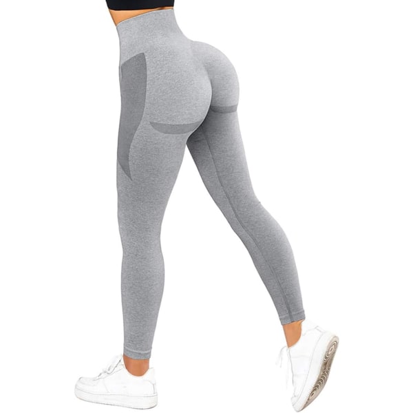 Kvinnors Scrunch Stretch Butt Lifting Leggings Sömlösa Högmidjade Squat Proof Workout Yoga Byxor #5 Seamless Grey Large