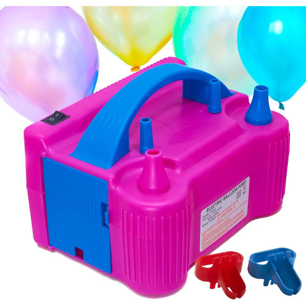 H:s elektriska ballongpump - Set med 7 delar - Baloon Inflate Machine - Bärbar dubbelmunstycksballongpump Elektrisk - 110V 600Watt Ballon Pumper för del