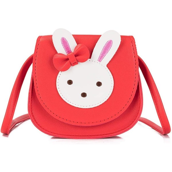 YC Små flickors söta kanin Crossbody-väska Liten rosett Axelväska Handväska för barn Småbarn Röd
