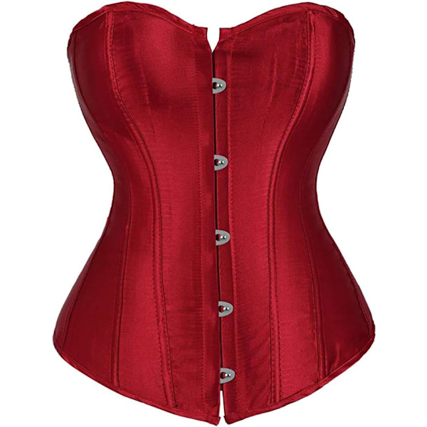 IGEJI Satin Sexig Stark Benad Korsett Snörning Överbyst Midja Cincher Bustier Bodyshaper Topp Röd Medium