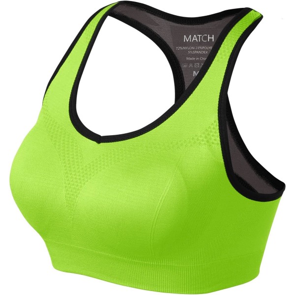 ch Sport-bh för damer Trådlös sömlös vadderad yoga-bh med racerback för träningsgymnastik Activewear med avtagbara kuddar #0001 Bright Green X-Large