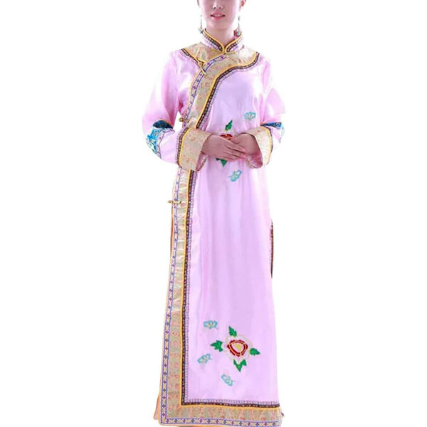 nese Qing-dynastin prinsessklänning De åtta bannrarna Manchu lång kunglig kappa klänning scenkläder 24# Rosa Medium
