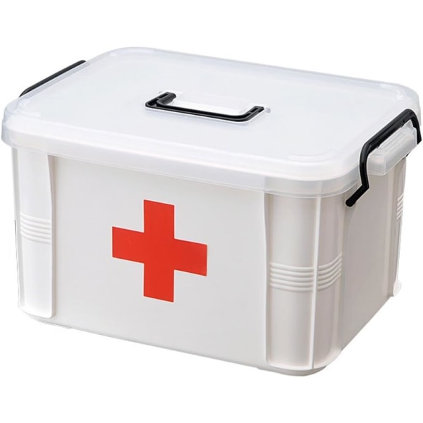 oberg Medicine Box Förvaringsbox Organizer 2 lager med fack Familj Emergency Kit Case 12,99"x8,85"x7,08" 9,25x6,49x5,31tum