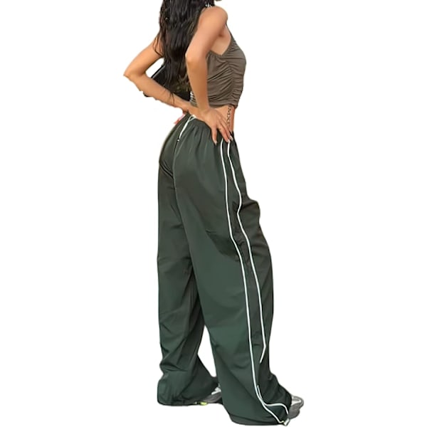 I Track Pants Dam Baggy Byxor Y2k Byxor Fallskärmsbyxor för Kvinnor Y2K Kläder Mörkgrön Stor
