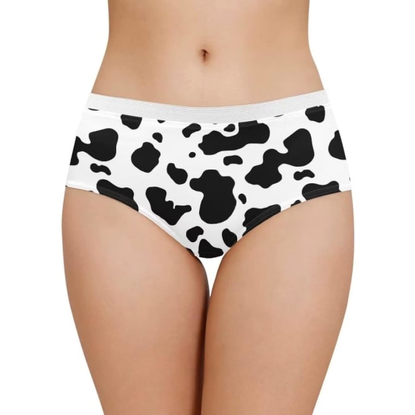 lukee Roliga underkläder för kvinnor Mjuka damer flickor Hipster högt bortkastade stringtrosor Spets Boxer Cow Large