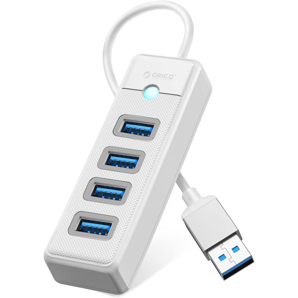 4-Port USB HUB 3.0, USB-splitter för bärbar dator med 0,49ft kabel, Multi USB-port expander, Snabb dataöverföring kompatibel med Mac OS 10.X och senare, Lin