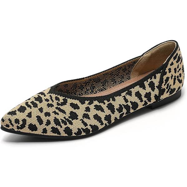 wiss Damskor Ballerinaskor Bekväma Casual Dressy Skor, Arbets Ballerinaskor Kontorsskor Spetsiga Ballerinaskor Leopard 2 8 US
