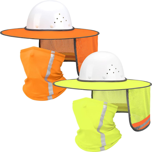 ieces/ 2 set solhatt med hög synlighet solskydd full bredd mesh nackskydd solskydd nackskydd nackskydd bandana ansikte  gul, orange