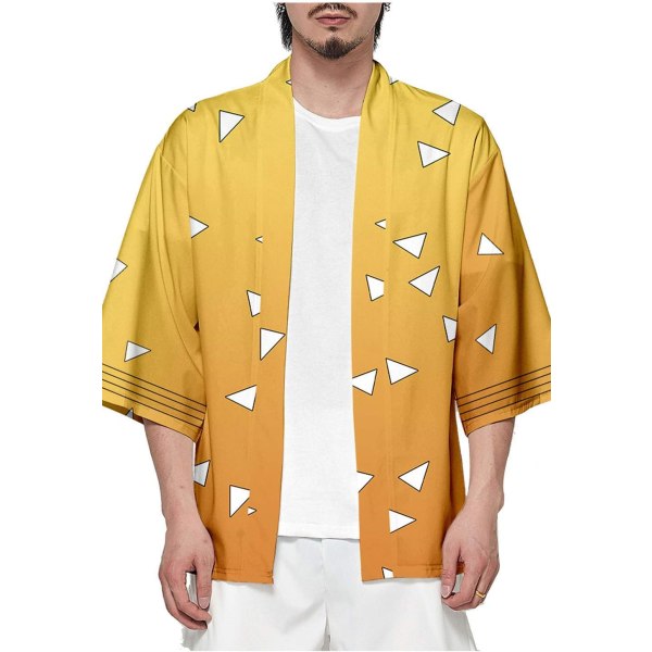 För Cosplay Demon Vanquisher Killer Hashira Kimono – Premium japansk dräktrock Kimono Halloween kostym för unisex vuxen Zenitsu Agatsuma Large