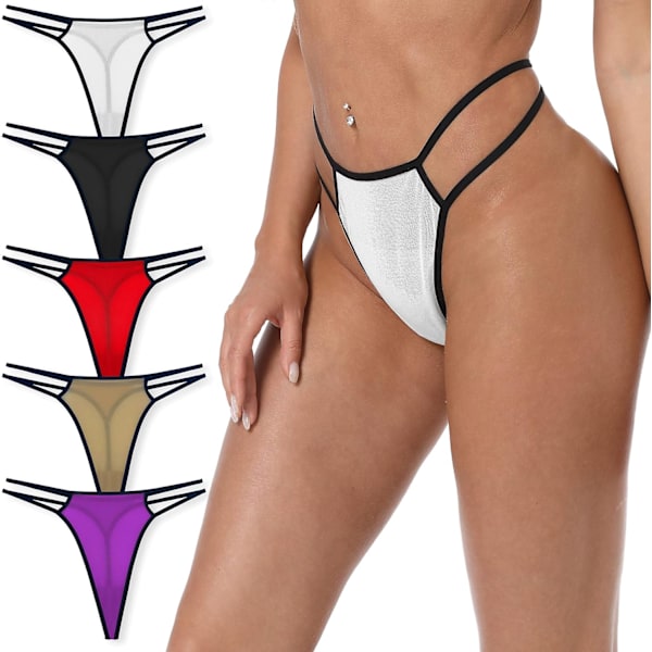 y Stretch Blend Micro T Back Low Rise Cheeky Exotic Thongs Variety invisible Patterns Women Underwear Regular & Plus Siz 5 Pieces Thong  Small