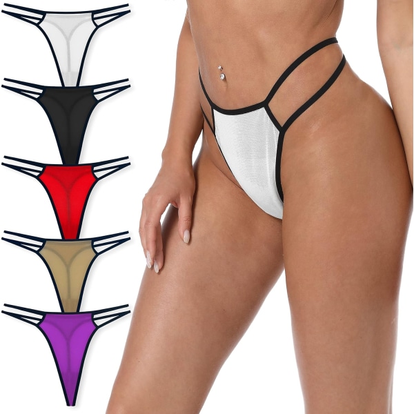 y Stretch Blend Micro T Back Low Rise Cheeky Exotic Thongs Variety invisible Patterns Women Underwear Regular & Plus Siz 5 Pieces Thong  XX-Large