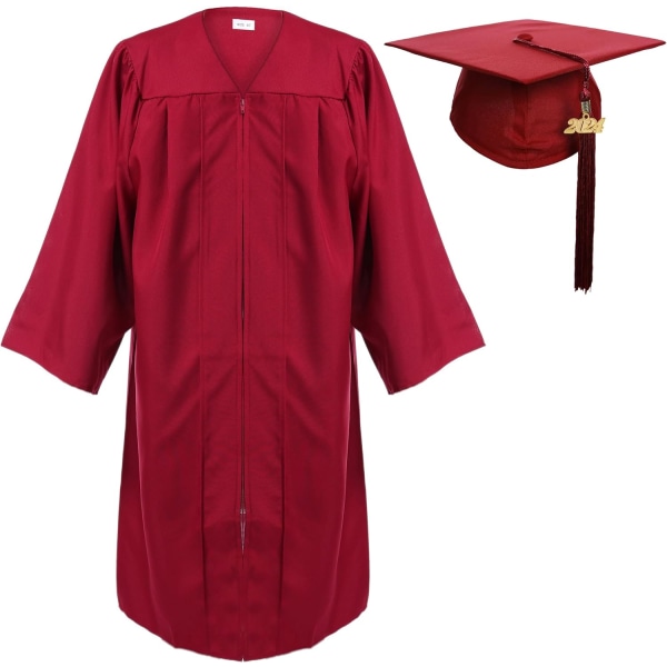 rara Matte Graduation Cap and Gown Tassel Set Maroon 45FF(5'0\"-5'5\")